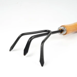 255mm available 3 teeth garden rake metal rake with wood handle