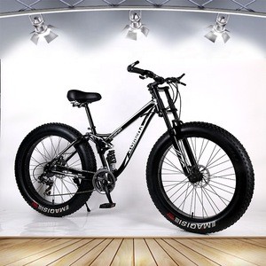 26 inch snow mountain bike bicycle aluminum alloy thick rim 21 speed front fork shock absorber double disc brakes 4.0 tires