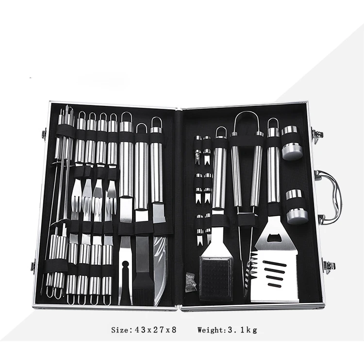 26 Pieces Multifunction Stainless Steel BBQ Tools Set Barbecue Grilling Utensil Accessories