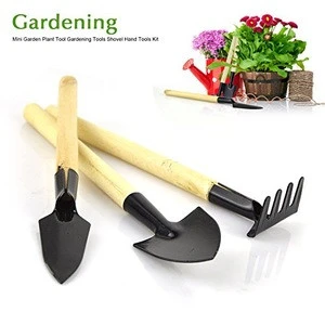 3 Pcs Mini Wood Gardening Tool Set Garden Pots & Flower Pots Planters Digging Turn The Soil Garden Tools Set