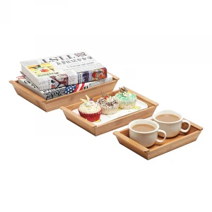 3-Piece Natural Nesting Bamboo Trays Organizer.Multi-use&size Bamboo Serving Trays with Handles for Storage Containers.