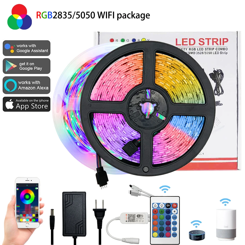 32.8FT RGB LED Lights with Remote Control and DIY Mode Color Changing LED Lights