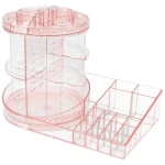 360 Rotating Acrylic Cosmetic Organizer Makeup Case with Brush Lipstick Holder