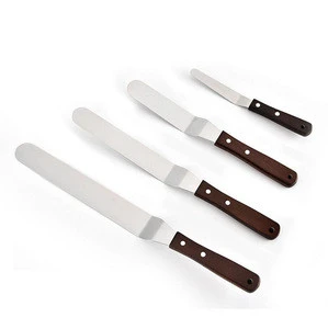 4 6 8 10 Inch Cake Decorating Angled Wooden Handle Stainless Steel  Offset Frosting Icing Spatula