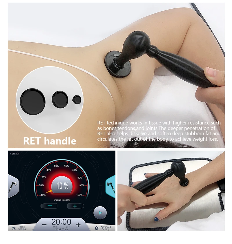 4 in 1 Smart Tecar Therapy Diathermy Machine RET CET RF Body Paine Relief Physical Therapy Equipments Shock Wave ED Treatments