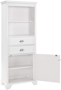 4 Layers 2 Drawers White Modern Bathroom Cabinet Furniture For Storing