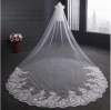 4 Meters Beaded Applique Long Bridal Veil with Comb Soft Tulle Cheap Wholesale Wedding Veils