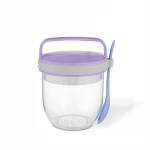 400ML Clear Disposable Plastic Smoothie Cup PET yogurt plastic bottle with Lids and spoon