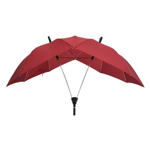 46inch straight stick promotional couple umbrella, waterproof dome shape logo prints customized printing double twin umbrella