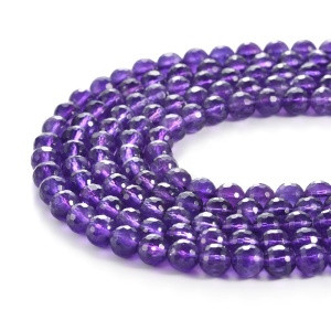 4mm6mm8mm10mm Bulk Wholesale High Quality  Natural Stone Beads Faceted Round Amethyst Loose Gemstone Beads For Jewelry Making