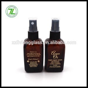50ml 1.75 oz Amber Square Essential Argan Oil Glass Bottles With Spray