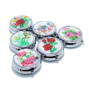 50mm Round Holder Container Medicine Case Small Capsule Organizer Metal Silver Storage Travel Portable Stainless Steel Pill Box