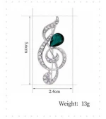 5.6 x 2.4 cm 13 g High Quality Music Notation Crystal Rhinestone Brooch