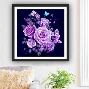 5d Diy Diamond Painting Cross Stitch Blue Rose Enchanted Rhinestones Embroidery Diamond Embroidery Full Drill Round Or Square