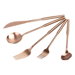 5pcs Food Portable Cutlery 304 Stainless Steel Table Fork Knife Spoon Dinnerware Gold Tableware Sets