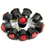 5pcs/lot AC 6A/250V Red Light ON-OFF SPST Round Button Dot Boat Car Auto Rocker Switch