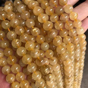 6/8/10mm Natural Gold Rutilated Quartz Stone Beads Round Loose Golden Hair Crystal Stone Beads For Jewelry Making DIY 15&#39;&#39;