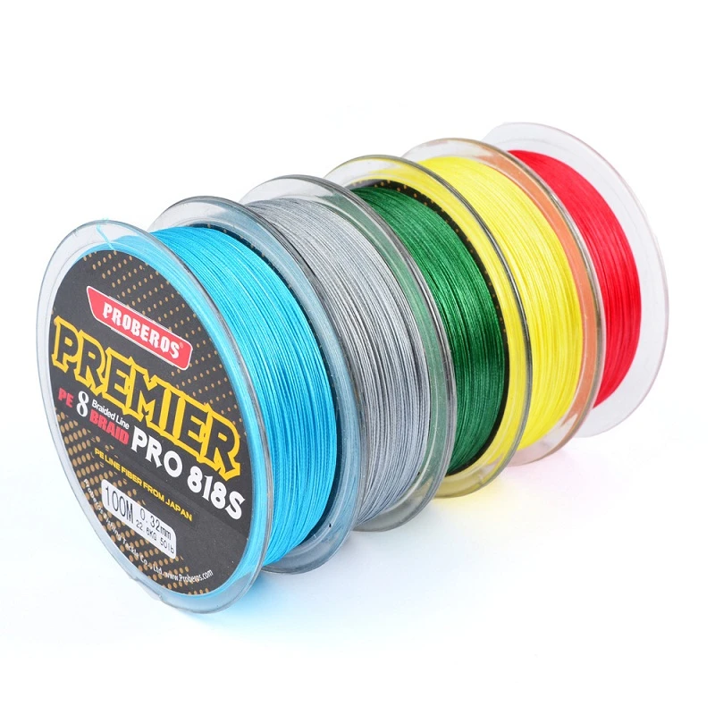 8-Weaves fishing thread 100M Fishing Line Green/Gray/Blue/Red/Yellow Color 8 Stand braided line 40LB-120LB Pe Lines