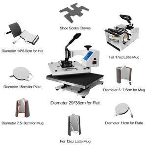 9 in 1 sublimation machine/combo heat press machine for T-shirt/mug/plate/cap/shoes making