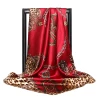 90*90cm Fashion Custom Women Flower Printed Square Scarf Silk Satin Scarf Hijab