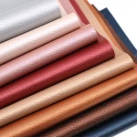 A4 Size 8 PCS/Set Lustrous Pearlized  Lychee Embossed Leather  Fabric Faux Synthetic Leather Sheet For Bags DIY Crafts