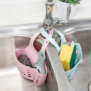 A547 1pc PVC Faucet Sink Rack Kitchen Storage Tools Soap Sponge Holder Adjustable Snap-button Hanging Drain Basket
