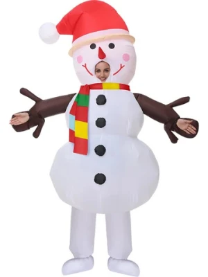 Adult Inflatable White Snowman Inflatable Suit For Halloween Christmas Party Blow-up Costume