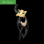 AG155-A 8g direct selling black kitten rhinestone brooch