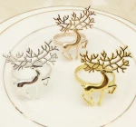 Alloy napkin rings Christmas reindeer for table decoration deer shape for holiday dinner party gifts  Wholesale