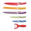 Amazon 6pcs western peeler chef knife slicing paring utility bread non stick coating coloful kitchen knives set
