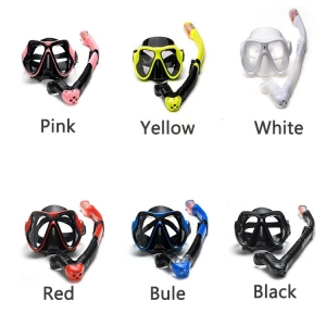 Anti-fog tempered lens silicone snorkeling multicolor freestyle diving mask set