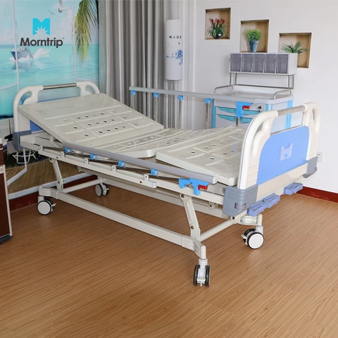 Anti-Slip Electric Manual Hospital Bed 2 Cranks Multi-Function Patient Bed With Toilet And Wheelchair