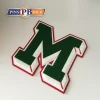 Applique green white letters quilting embroidery 3D clothing patches badges adorn good quality custom free design NO MOQ