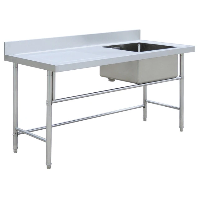 Assembly single bowl kitchen sink with drain board / industrial kitchen sink bench