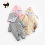 autumn cute baby clothes lovely bear and rabbit zipper hoodie baby romper