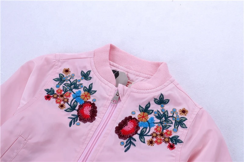 baby coat jacket for girls clothes pink embroidery flower kids outwear children&#x27;s clothing wholesale 540