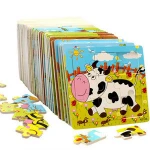 Baby Toys Wooden Puzzle  Sea Animal Puzzle Cartoon Anime Set Education Wooden Toy Cartoon Car Children's Toys early education