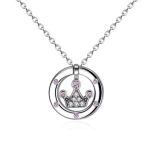 BAGREER SCN052 Jewelry supplies round with crown pendant 925 silver short chain women rhinestone necklace jewelry accessories