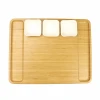 Bamboo Cheese Board And Cutlery Set Wood Serving Tray With Rectangular Ceramic Ramekins