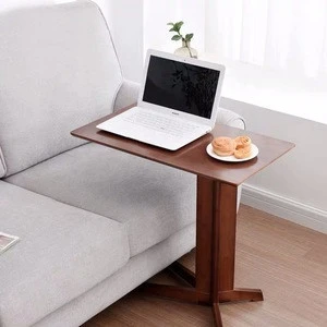Bamboo Snack Table Sofa Couch Coffee End Table Bed Side Table Laptop Desk Modern Furniture for Home Office, Retro Color