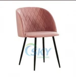 Bazhou Factory Wholesale low Price Modern Velvet/Fabric Dining Room Chair Wooden legs Dining Chair for Sale