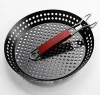 BBQ grill pan with holes handle Chips French fries frying pan Skillets