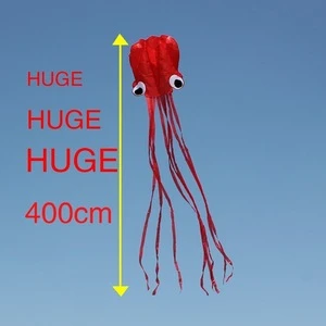 Beautiful Large Easy Flyer Kite For Kids Red Mollusc Octopus Nylon Monofilament Kite Thread