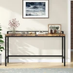Best Metal Console Table Living Room Cabinet Armoire With Solid Wood Storage Box And Metal Craft Legs TV Stand