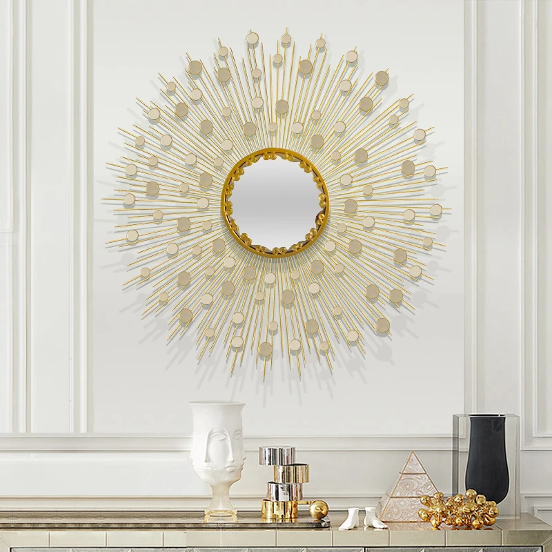 Big Size Metal Sun Shape Design Wall Decorative Mirror Accept OEM Art Craft Wall