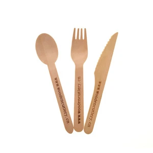 Biodegradable Cutlery Set Wholesale Tableware Compostable Disposable Wooden Flatware