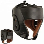 Black Head Guards Boxing Kick Punching Leather Head Guards, Karate head guards
