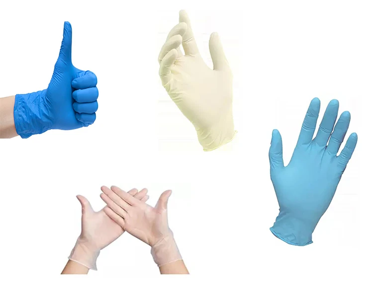 Blue and Black nitrile glove production line making