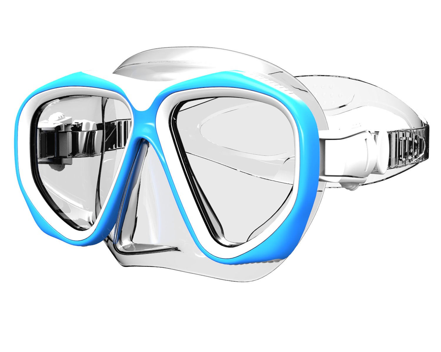 Blue Frame Clear Silicone Diving Mask with Tempered Glass (MK-205)