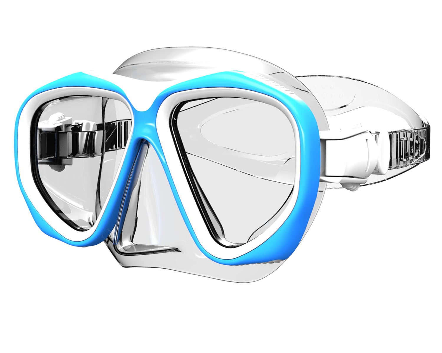 Buy Blue Frame Clear Silicone Diving Mask With Tempered Glass (mk205